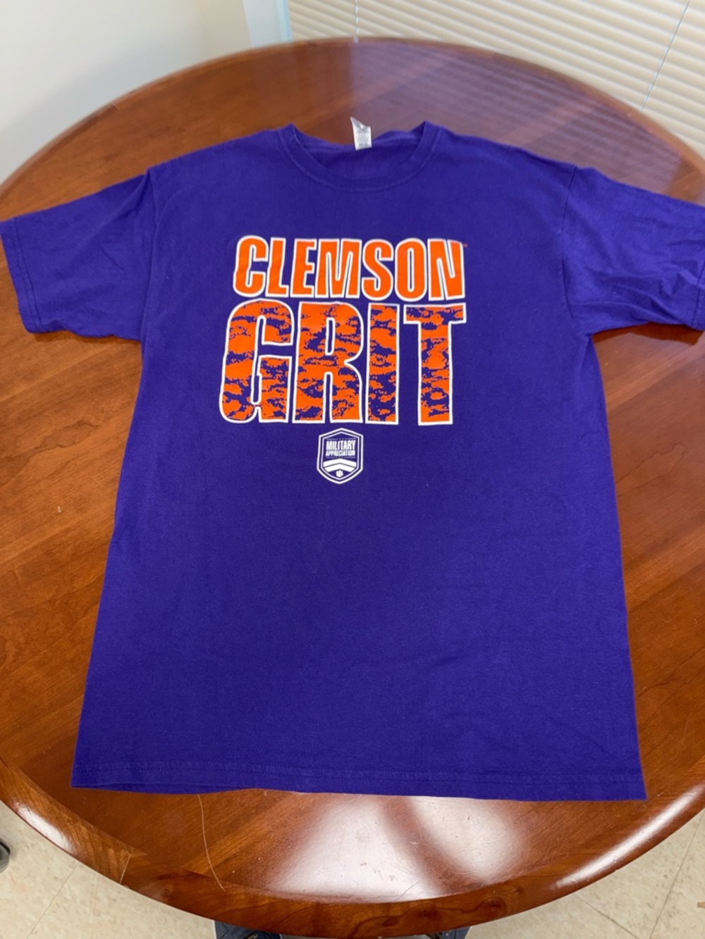 Clemson Grit Men's Purple Graphic T-Shirt Military Appreciation Game Shirt!
